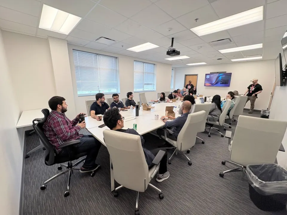 Trouble Defense instructors leading workplace safety education in a conference room