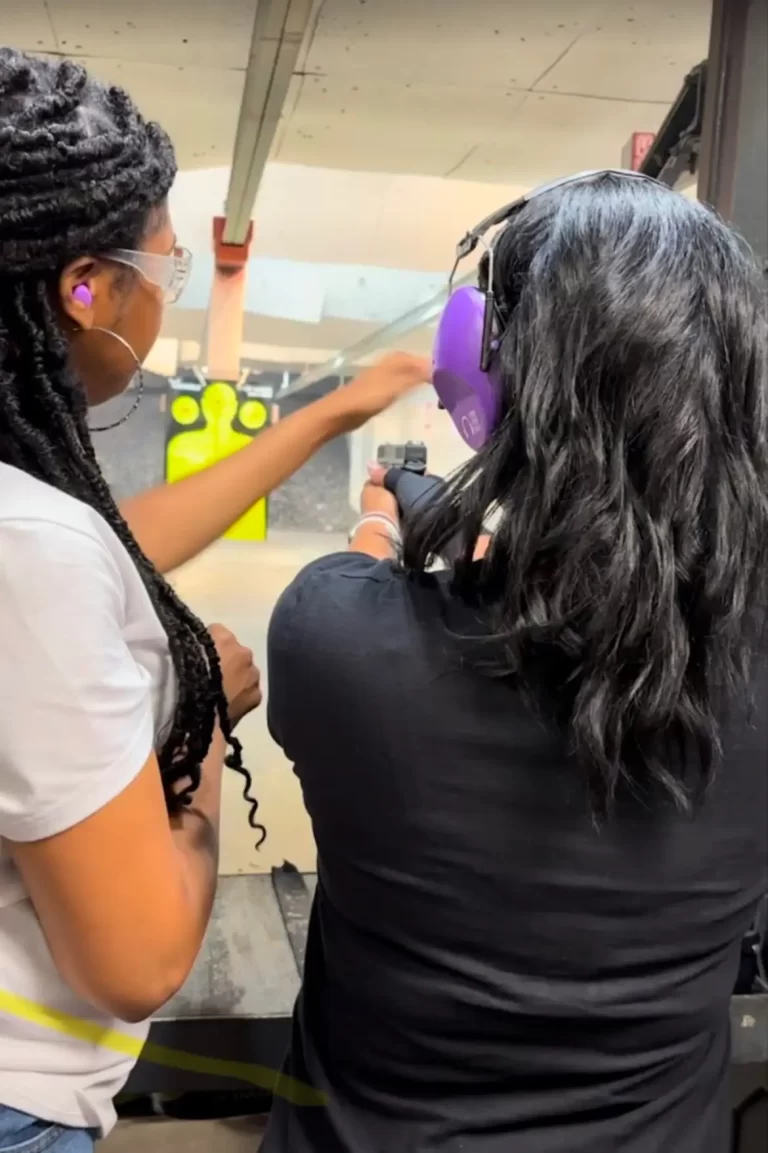 sheena parker training student at gun range