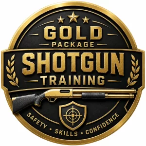 gold shotgun training badge small