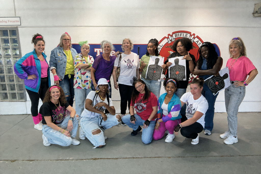 Trouble Defense women’s beginner firearm training class group at NRA Range in Northern Virginia