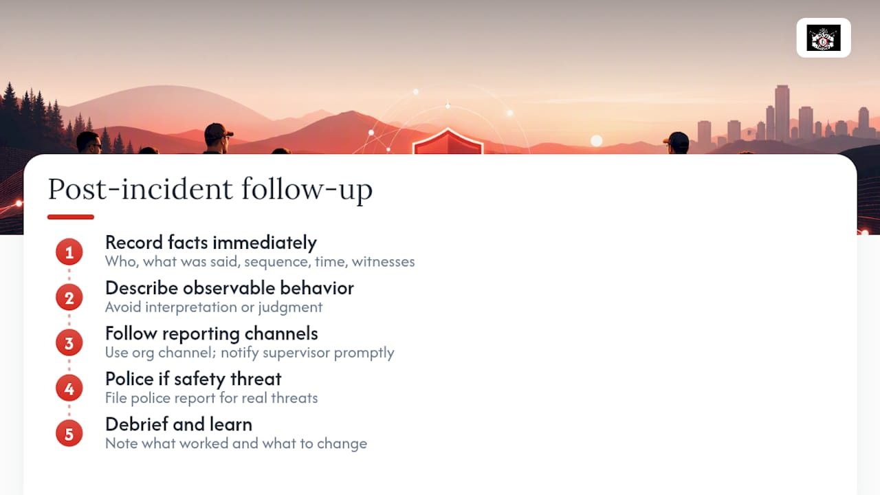 Post-incident documentation and debrief workflow