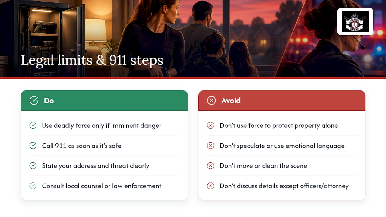 Legal boundaries and when to call 911 — overview diagram