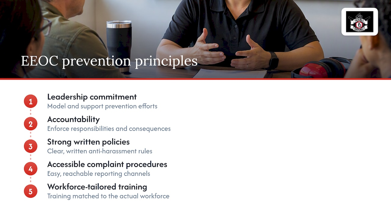 Five principles for preventing workplace harassment