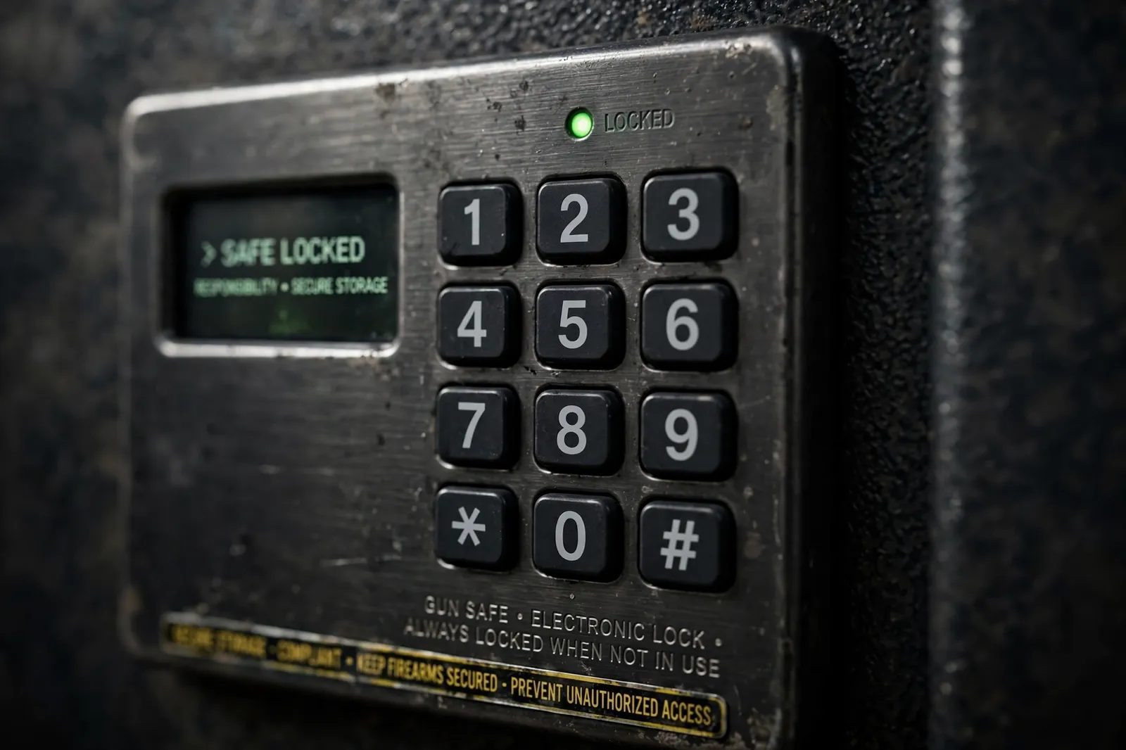 Gun safe electronic keypad lock — secure storage is every permit holder's responsibility